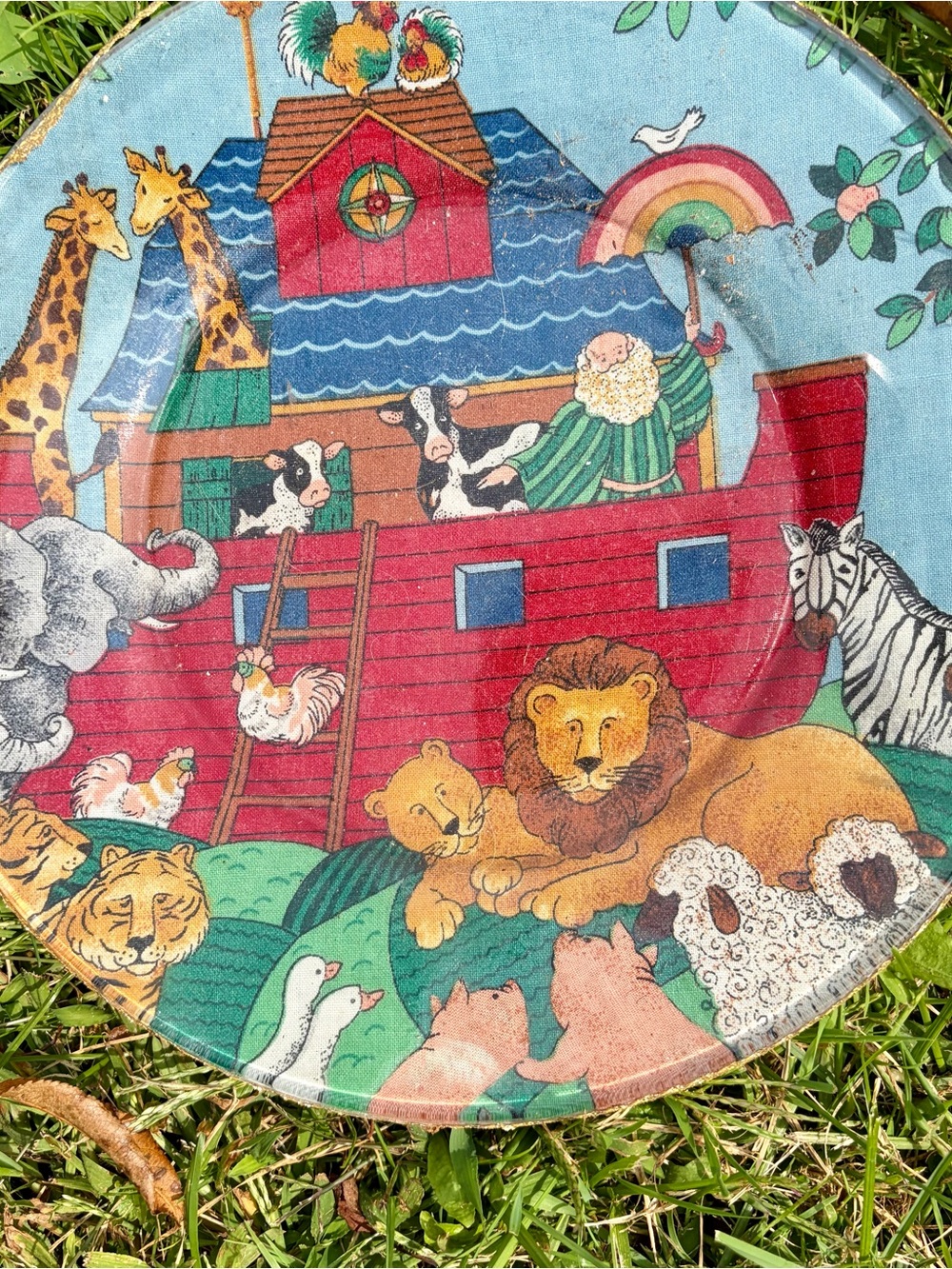 Kids Animal Ark Round Placemat - Blue